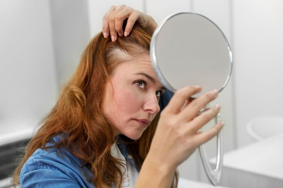 Woman Getting Hair Loss Treatment Clinic